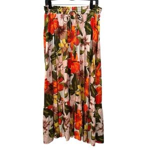 NWT Aeri Floral Maxi Skirt Stretch Waist Tropical Flowy Resort Summer Sz L